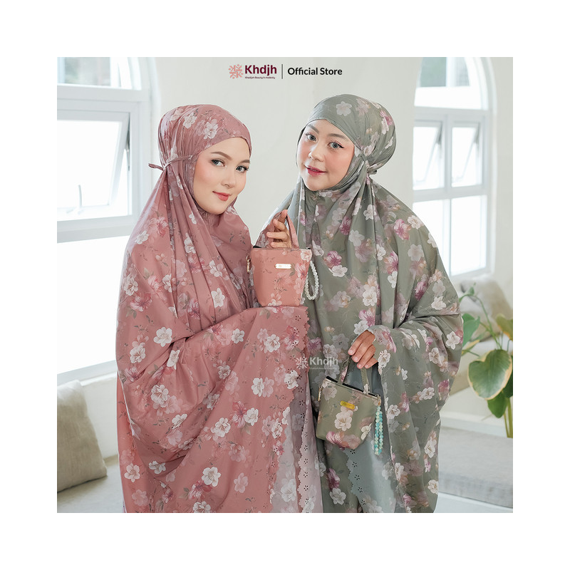 Khadijah Label - Mukena Traveling Mini Pouch Mukena Motif 2 in 1 Mukena Premium Rubina Parasut Jumbo