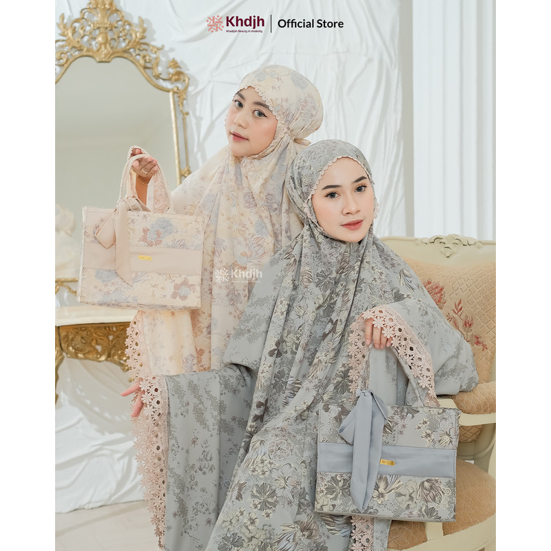 KhadijahLabel - Mukena Jumbo Dewasa Terbaru Mukena Premium Renda Mewah Motif Bunga Majdina