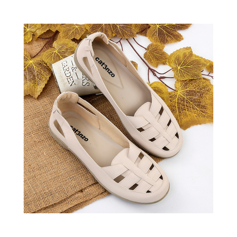 Catenzo Official - Sepatu Sandal Flat Casual Wanita Cream KS 810 Cream