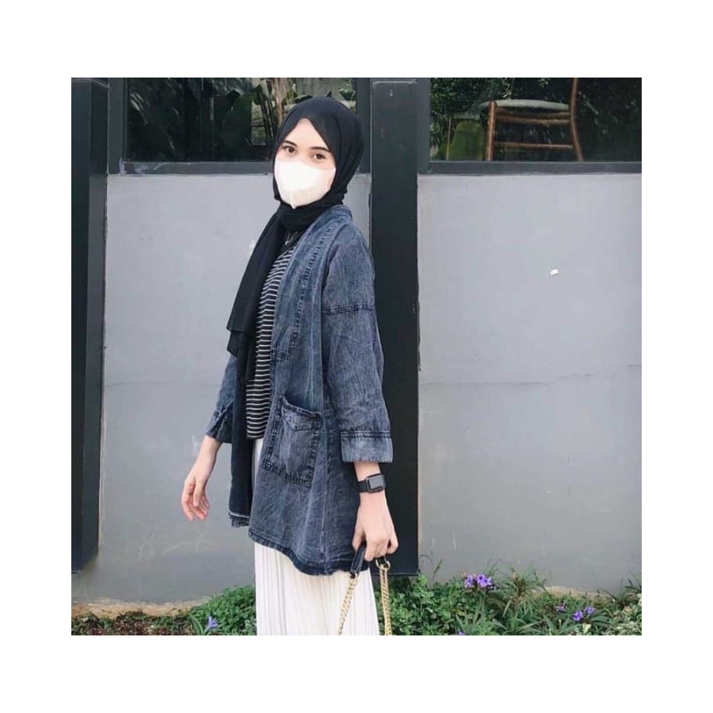 CARDIGAN JEANS WANITA/ OUTER CARDIGAN JEANS WANITA KOREAN/ OUTER JEANS DENIM/ WASHION WANITA XL SNOWBLACK